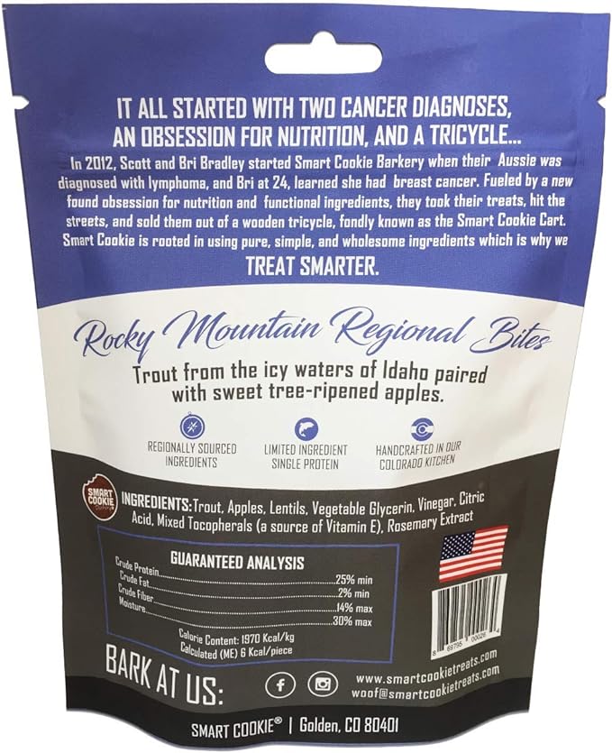 All Natural Dog Treats - Trout & Apple - Training Treats for Dogs with Allergies, Sensitive Stomachs - Soft Dog Treats, Grain Free, Chewy, Human-Grade, Made in USA - 5oz, Pack of 3