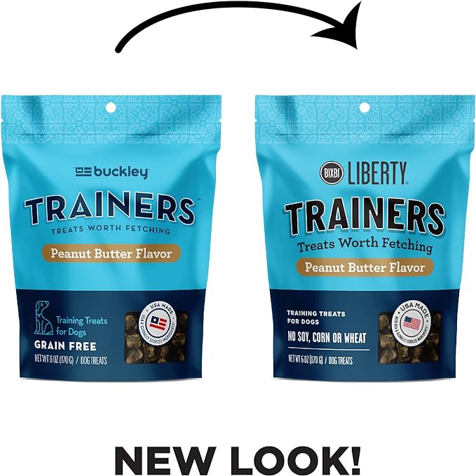 BIXBI Liberty Trainers, Peanut Butter - Small Training Treats for Dogs - Low Calorie, All Natural Grain Free Dog Treats