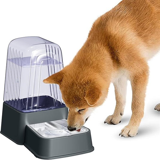 Automatic Dog Water Dispenser, Gravity Cat Water Dispenser with Stainless Steel Bowl, 100% BPA-Free, 5L Large Capacity Pet Water Dispenser for Cats Dogs Pets