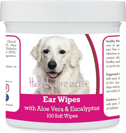 Healthy Breeds Kuvasz Ear Cleaning Wipes with Aloe & Eucalyptus for Dogs 100 Count