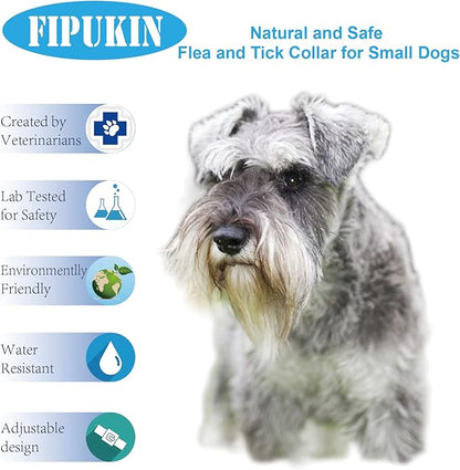 Natural Ingredients Flea Repellent Collar for Small Dogs,Safe and Effective Flea and Tick Repellent, Waterproof,8 Months Protection,Free Comb and Tick Scoop,Flea Repellent Drops,13.8 Inches,1-Pack
