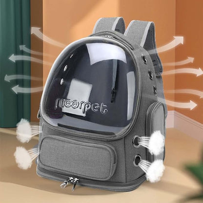 Cat Carrier Backpack Dog Backpack Carrier for Small Dogs，Pet Bubble Backpack Bag with Air Holes Airline Approved Travel Carrier（Grey）
