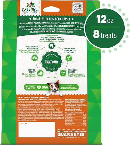 Greenies Large Natural Dog Dental Treats, Sweet Potato Flavor, 12 oz. Pack (8 Treats)