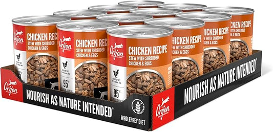 ORIJEN Chicken Recipe Stew with Shredded Chicken and Eggs Wet Dog Food, WholePrey Ingredients, 12.8oz (Case of 12)