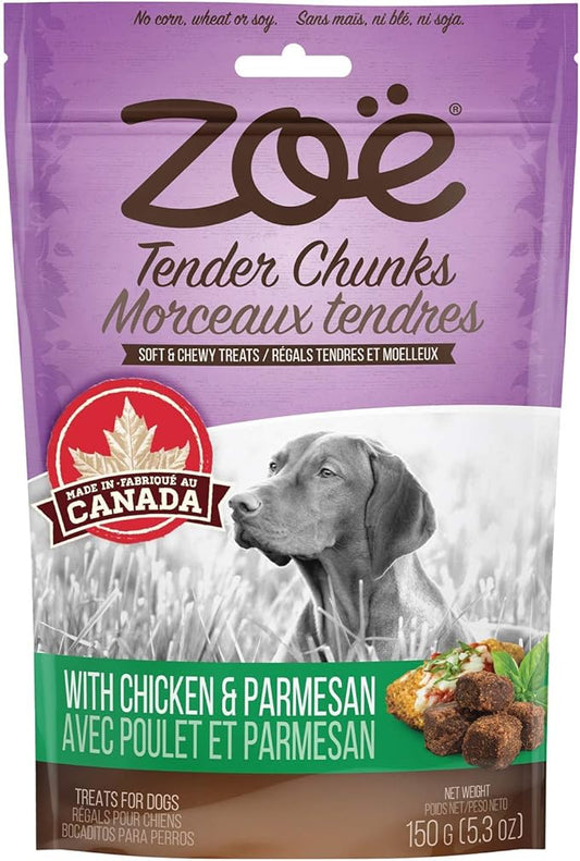 Zoe Tender Chunks for Dogs, All Natural Dog Treats, Grain-Free, Chicken and Parmesan Recipe, 5.3 oz., 92042