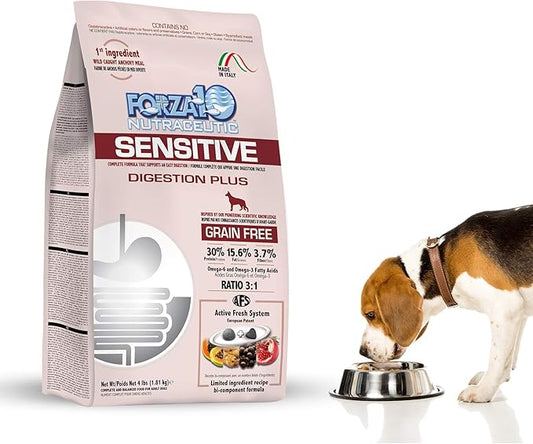 Forza10 Sensitive Digestion Grain Free Dry Dog Food, Complete and Balanced Dog Food for Adult Dogs with Digestive and Stomach Issues, 4 Pound Bag