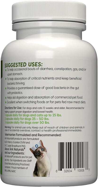 Ark Naturals Gentle Digest Capsules, Vet Recommended Prebiotics and Probiotics to Support Intestinal Balance and Immune System Health in Dogs and Cats, Natural Ingredients, 60 Count