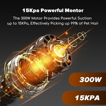 Dog Grooming Kit, Multi-Functional Hair Trimmer & Vacuum, 15KPa Powerful Suction, Stainless Steel, Low Noise, Adjustable Settings, Easy to Clean, Includes Clippers, Brush, Nail Trimmer