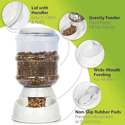 Zone Tech Self-Dispensing Pet Feeder - Premium Quality Durable Self-Dispensing Gravity 1 Gallon Pet Feeder Food Bowl- 2 Pack Automatic Pet Feeder, Cat Feeder, Dog Feeder