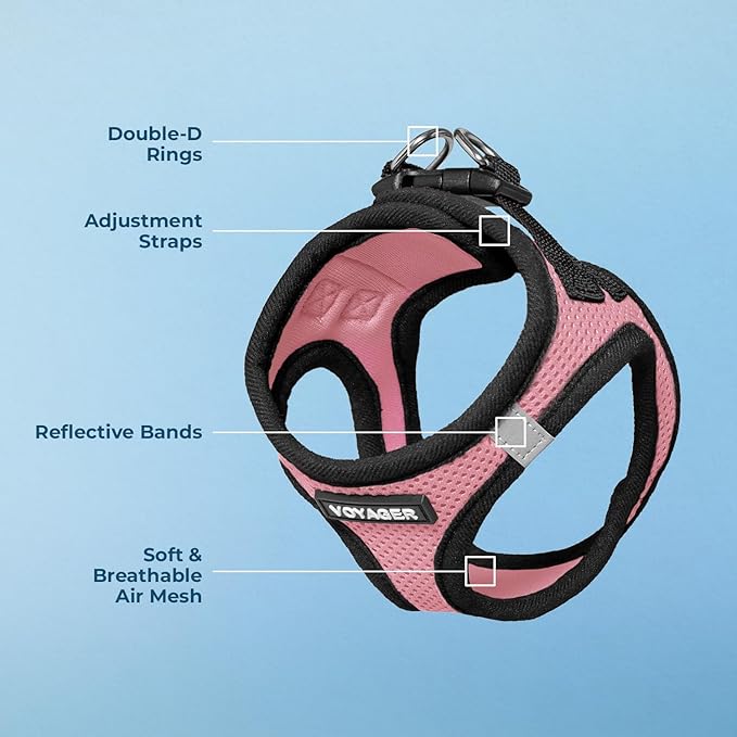 Voyager Step-In Air Dog Harness - All Weather Mesh Step In Vest Harness For Small And Medium Dogs By Best Pet Supplies - Pink Base, S