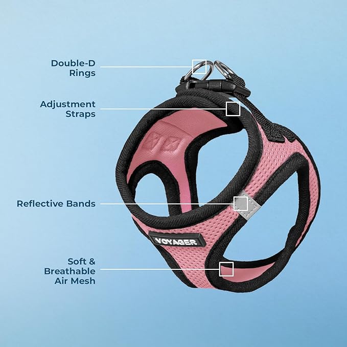 Voyager Step-In Air Dog Harness - All Weather Mesh Step in Vest Harness for Small and Medium Dogs by Best Pet Supplies - Pink Base, L