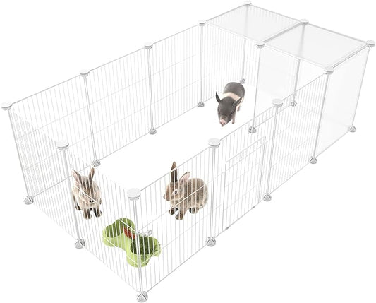 HOMIDEC Pet Playpen,Small Animals Cage DIY Wire Yard Fence with Door for Indoor/Outdoor Use,Portable for Puppies,Kitties,Bunny,Turtle 48" x 24" x 16"