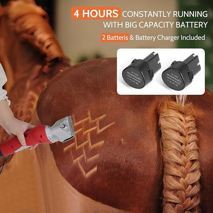 Cordless Horse Clipper, Rechargeable Battery Powered Animals Shears Grooming Tools for Shaving Fur Wool Tool, Large Livestocks, Llamas, Cattle, Alpacas, Thick Coat Animals Trimmer