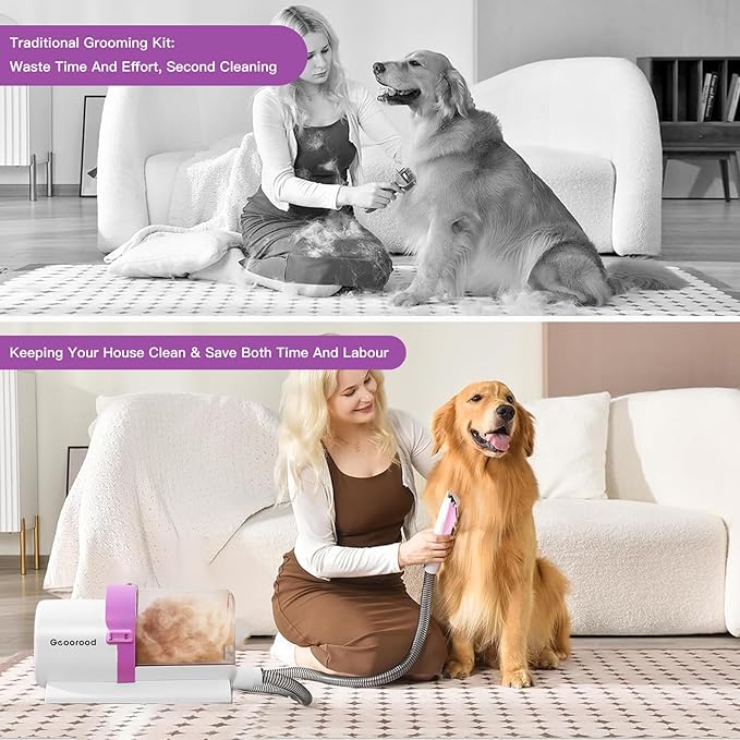 Pet Dog Grooming Vacuum Kit Dog Hair Vacuum for Shedding Grooming with 2.5L Large Capacity Quiet At Home Cleaning
