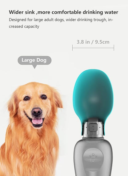 Kalimdor Dog Water Bottle, Leak Proof Portable Puppy Water Dispenser with Drinking Feeder for Pets Outdoor Walking, Hiking, Travel, Food Grade Plastic (27oz Blue)