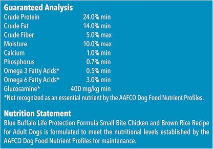Blue Buffalo Life Protection Formula Natural Adult Small Bite Dry Dog Food, Chicken and Brown Rice 30-lb