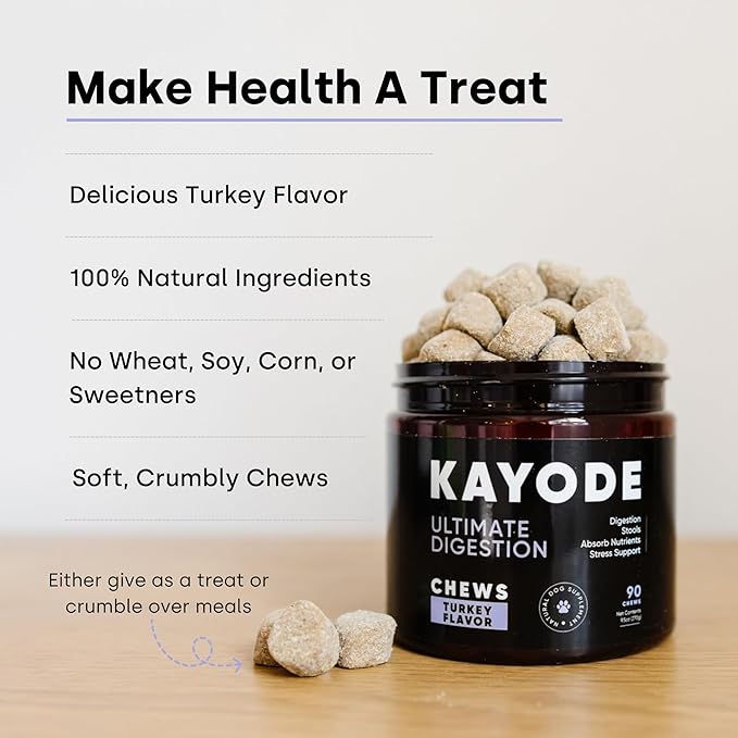 Kayode Ultimate Digestion. Fast Acting Anti-Diarrhea Dog Chews. Dog Fart Remedy. Digestive Enzymes for Dogs, Easy Stool Firmer for Dogs. Led with Safe Pumpkin for Dogs.