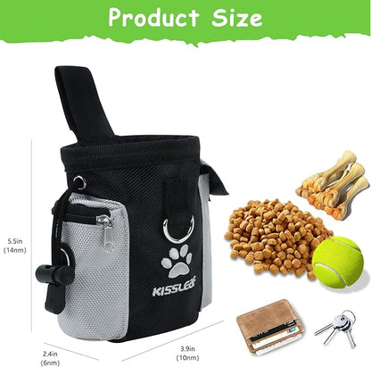 Dog Treat Pouch, Treat Pouches for Pet Training, Dog Treat Training Pouch Dog Clicker, Dog Training Treat Pouch Built-in Poop Bag Dispenser, Hands-Free Snack Dog Treat Bag