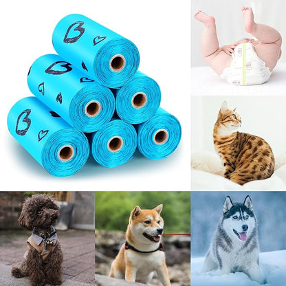 Dog Poop Bag Rolls - 540 Count Dog Waste Bags with Dispenser, Extra Thick Strong Leak proof Poop Bags for Dogs Doggy | Scented Blue