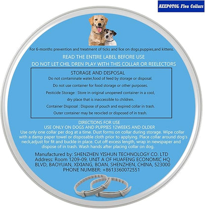 Flea Collar for Dogs, Dog Flea Collars Kill Flea and Ticks, 2 Pack Natural Flea and Tick Prevention Collar for Dogs, Water Resistant Dog Tick Collar, One Size Fits All Dogs