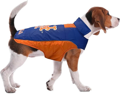Pets First MLB New York Mets Puffer Vest for Dogs & Cats, Size Large. Warm, Cozy, and Waterproof Dog Coat, for Small and Large Dogs/Cats. Best MLB Licensed PET Warming Sports Jacket (MET-4081-LG)