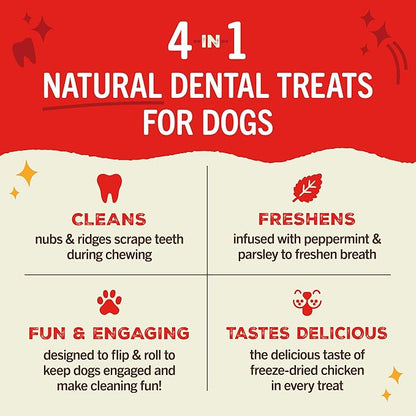 Stella & Chewy's Dental Delights with Freeze-Dried Chicken - Extra Small Dental Treats for Dogs, 10.5 Ounce Bag