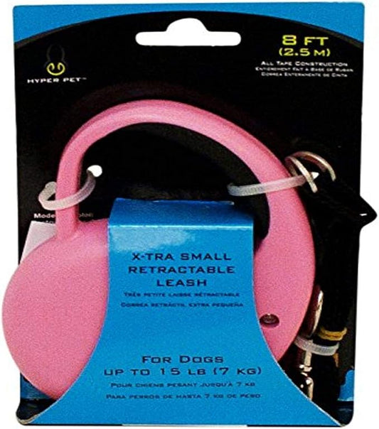 Hyper Pet Retractable Dog Leash, 8 ft. Walking Leash for Dogs up to 8 lbs., Extra Small, Pink