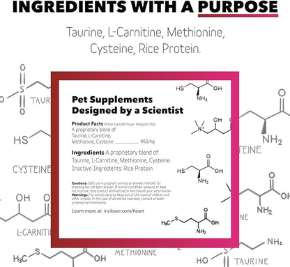 InClover, Dog Heart Health Supplement BioVibrant, Helps Support Dog Heart Health, Dog Supplement Treat Powder with Taurine Helps Pet Heart Health and Dog Weight Management, Dog Immune Support