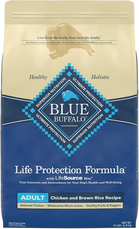 Blue Buffalo Life Protection Formula Natural Adult Dry Dog Food, Chicken and Brown Rice 15-lb
