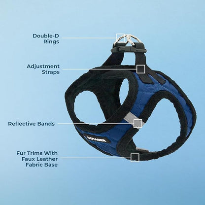Voyager Step-In Plush Dog Harness – Soft Plush, Step In Vest Harness for Small and Medium Dogs by Best Pet Supplies - Harness (Royal Blue Faux Leather), XS (Chest: 13 - 14.5")