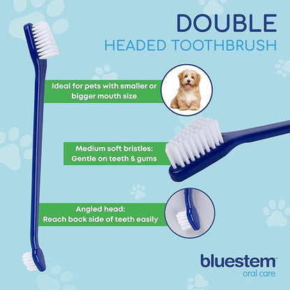 Bluestem Dog Tooth Brushing Kit - Dog Toothpaste with Coactiv+ Technology to Reduce Tartar Buildup - Easy to Use Dog Teeth Cleaning Kit - Sticky and Long-Lasting, Vanilla Mint Flavor