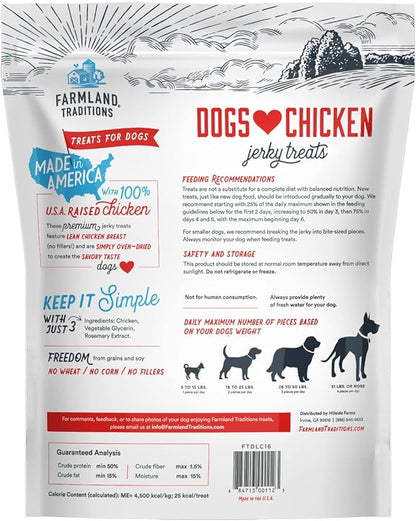 Farmland Traditions Filler Free Dogs Love Chicken Premium Jerky Treats for Dogs (2 lb)