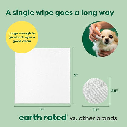 Earth Rated Pet Eye Wipes, Hypoallergenic Eye Wipes for Dogs & Cats to Remove and Reduce Tear Stains & Eye Discharge, Fragrance Free, 70 Count