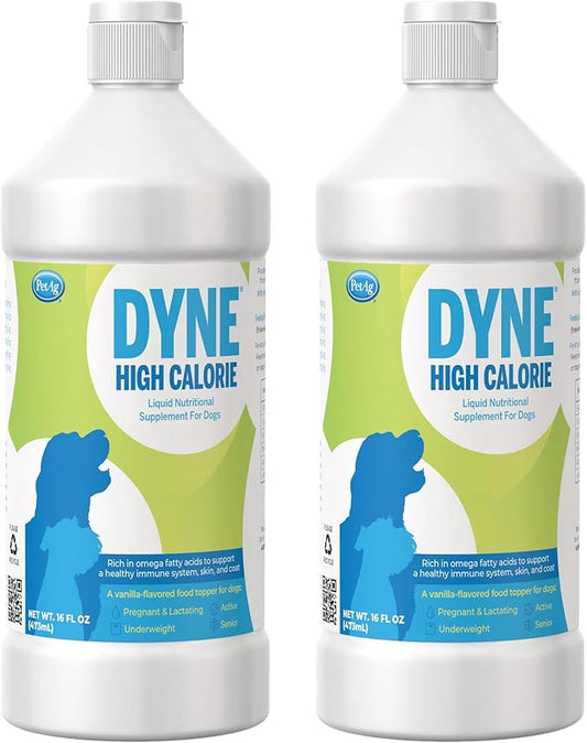 Pet-Ag Dyne High Calorie Liquid Nutritional Supplement for Dogs & Puppies 8 Weeks and Older - 16 oz, Pack of 2 - Supports Performance and Endurance - Sweet Vanilla Flavor