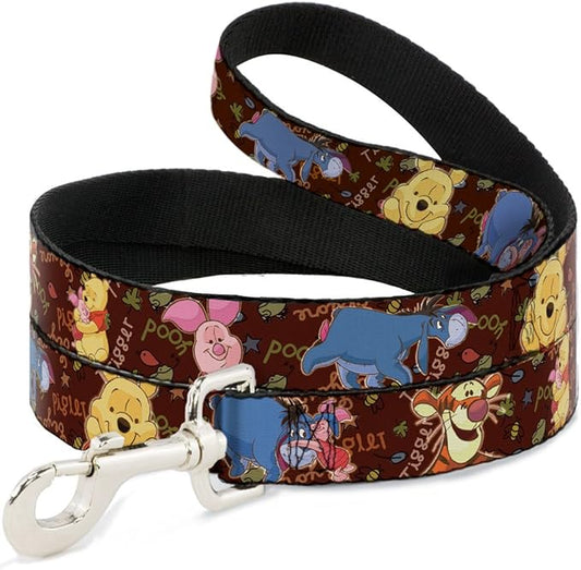 Buckle-Down Pet Leash - Winnie the Pooh Character Poses - 6 Feet Long - 1/2" Wide