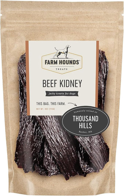 Farm Hounds Beef Kidney Jerky Treats for Dogs, Premium Dried Dog Treats, High Protein Training Treat for Small & Large Dogs, Natural & Healthy Dog Treats, Made in USA, Beef Kidney 4oz