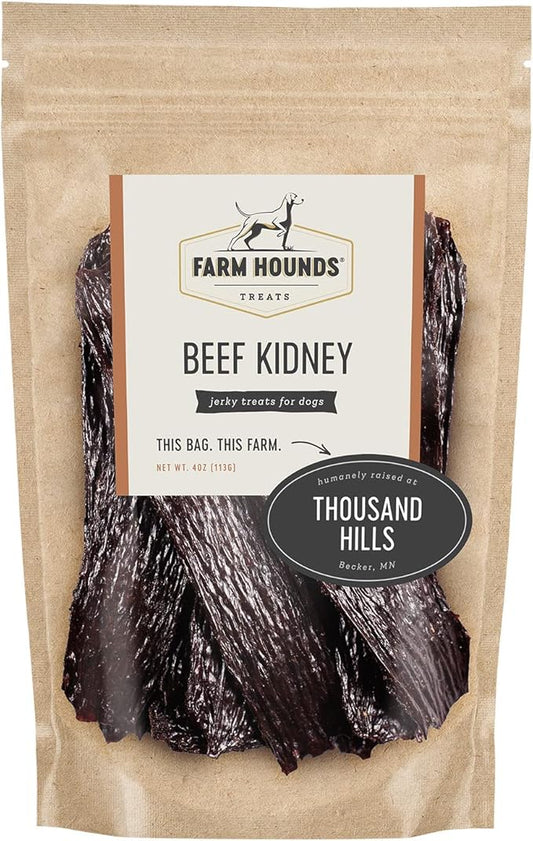 Farm Hounds Beef Kidney Jerky Treats for Dogs, Premium Dried Dog Treats, High Protein Training Treat for Small & Large Dogs, Natural & Healthy Dog Treats, Made in USA, Beef Kidney 4oz