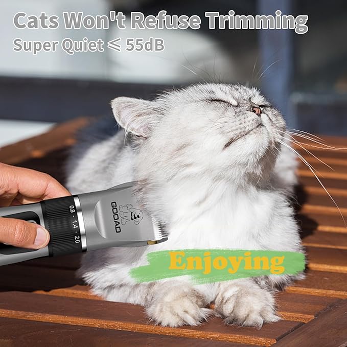 Cat Clippers for Matted Hair, Cat Grooming Kit, Cordless Cat Shaver for Long Hair, Low Noise Paw Trimmer, Cat Hair Trimmer for Grooming,Quiet Pet Hair Clippers Tools for Cats Dogs (Gray)