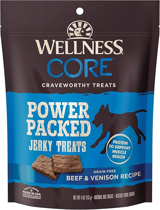 Pure Rewards Natural Grain Free Dog Treats, Soft Jerky Bites, 4-Ounce Bag (Beef & Venison Jerky, (3 Pack) 4-Ounce Bag)