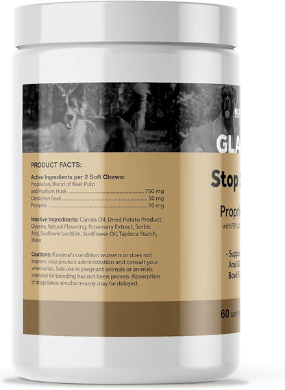 Anal Gland Support Soft Chews for Dogs - Dog Supplements with Beet Pulp, Psyllium Husk, Dandelion Root & Pumpkin - Digestive & Gut Health, Normal Bowel Function - Beef Flavor, 60 Count