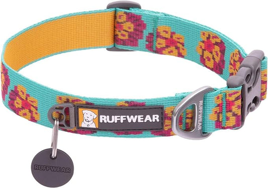 Ruffwear, Flat Out Dog Collar (Formerly Hoopie), Webbing Collar for Walking and Everyday Use, Spring Burst, 20"-26"