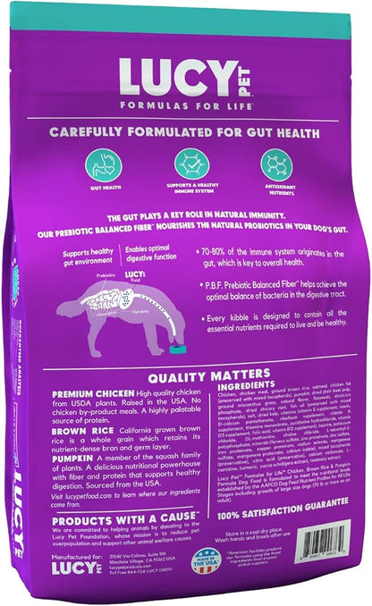 Lucy Pet Products Lucy Pet Formulas for Life - Limited Ingredient Diet Dry Dog Food, All Breeds & Life Stages - Chicken, Brown Rice & Pumpkin, Multi, 25 lb