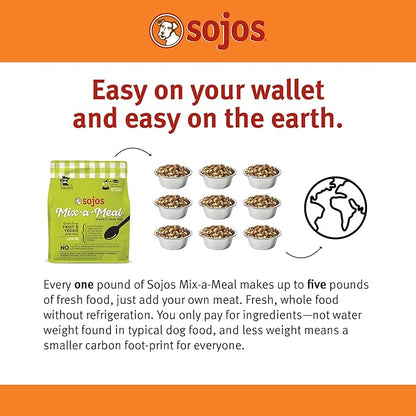 Sojos Mix-A-Meal Fruit & Veggie Pre-Mix Grain-Free Dog Food, 8 Pound Bag