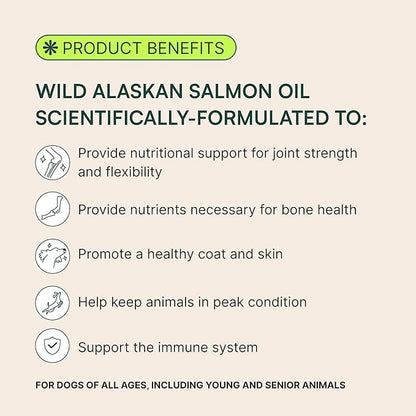 Wuffes Wild Alaskan Salmon Oil for Dogs - Natural EPA & DHA Fatty Acids and Omega 3 for Canines, Healthy Skin and Coat, Joint Support, Reduced Allergic Response - 100% Pure Fish Oil for Pets - 8 oz