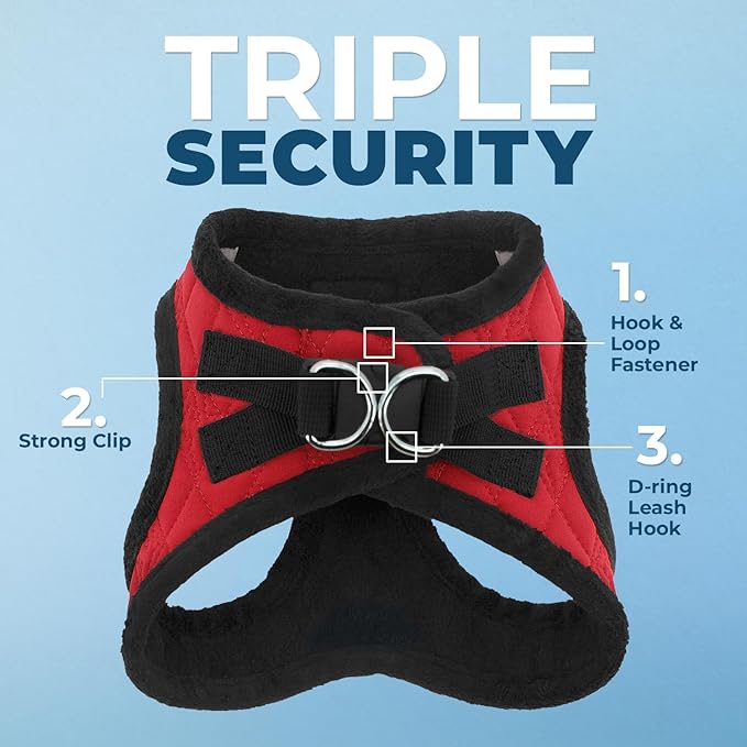 Voyager Step-in Plush Dog Harness – Soft Plush, Step in Vest Harness and Reflective Dog 5 ft Leash Combo with Neoprene Handle for Small and Medium Dogs by Best Pet Supplies -Set (Red Plush), XS