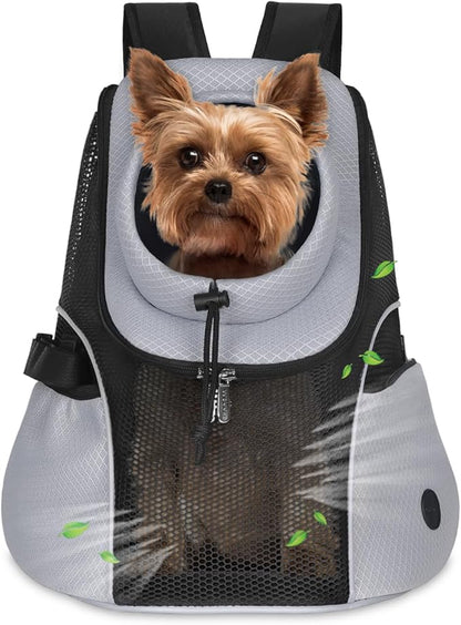 WOYYHO Pet Dog Carrier Backpack Small Dog Front Backpack Ventilated Mesh Dog Travel Back Pack with Safety Belt for Travel Hiking Cycling Outdoor Use (S (2-4.5 lbs), Black)