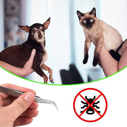 6pcs Tick Removal Tool, Tick Remover for Dogs Cats and Humans Convenient Tick Remover Plastic with Tweezers Comb and Magnifying Glass