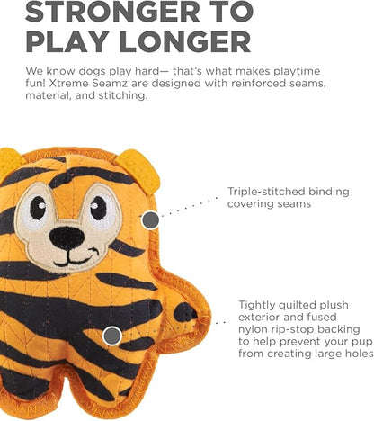 Outward Hound Xtreme Seamz Tiger Squeaky Durable Dog Toy