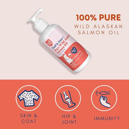 Pure Wild Alaskan Salmon Oil for Dogs and Cats - 16oz, Premium Omega 3 Supplement Fish Oil, Dog Vitamins and Supplements for Skin and Coat, Joint Support, Immune Support and Allergy Relief