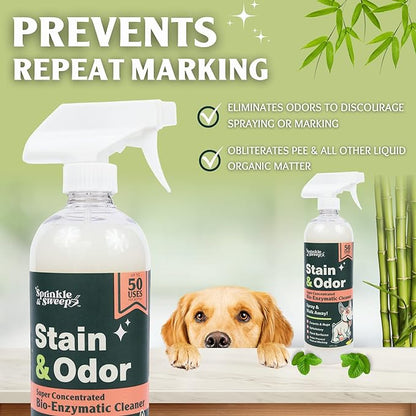 Sprinkle & Sweep Pet Accident Cleanup for all Hard Surface - Non Toxic Quick Pet Mess Cleaner & Odor Remover for Urine, Poop, Vomit, Diarrhea & Potty Training (1Bag + Sweepr Kit + 1 Spray)